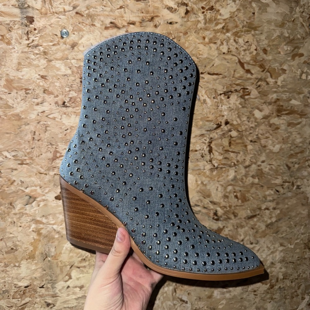 Corkys Denim Rhinestone Booties